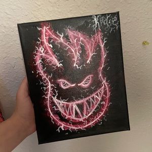 Lightning, bolt spitfire, logo, painting, red, white, and black